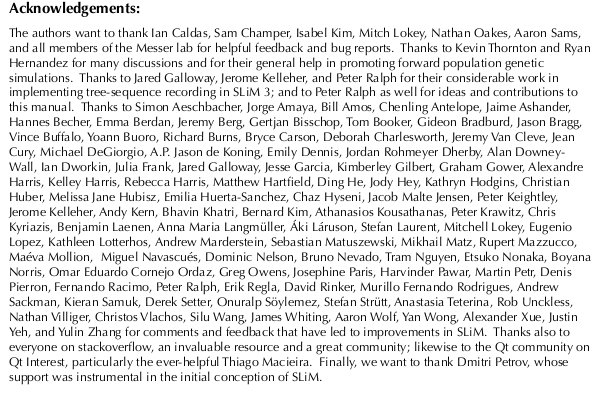 SLiM Acknowledgements